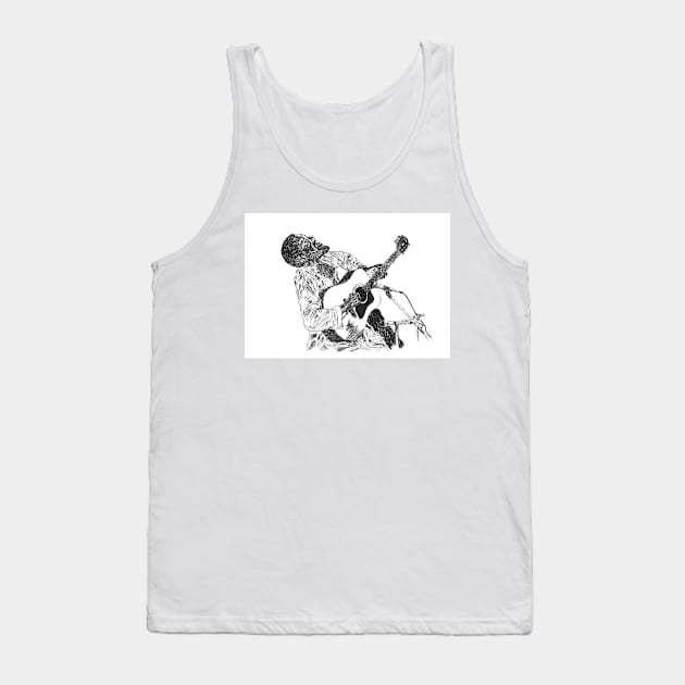 Richie Havens Original Hand Drawn Ink Artwork Tank Top by HamiltonArt